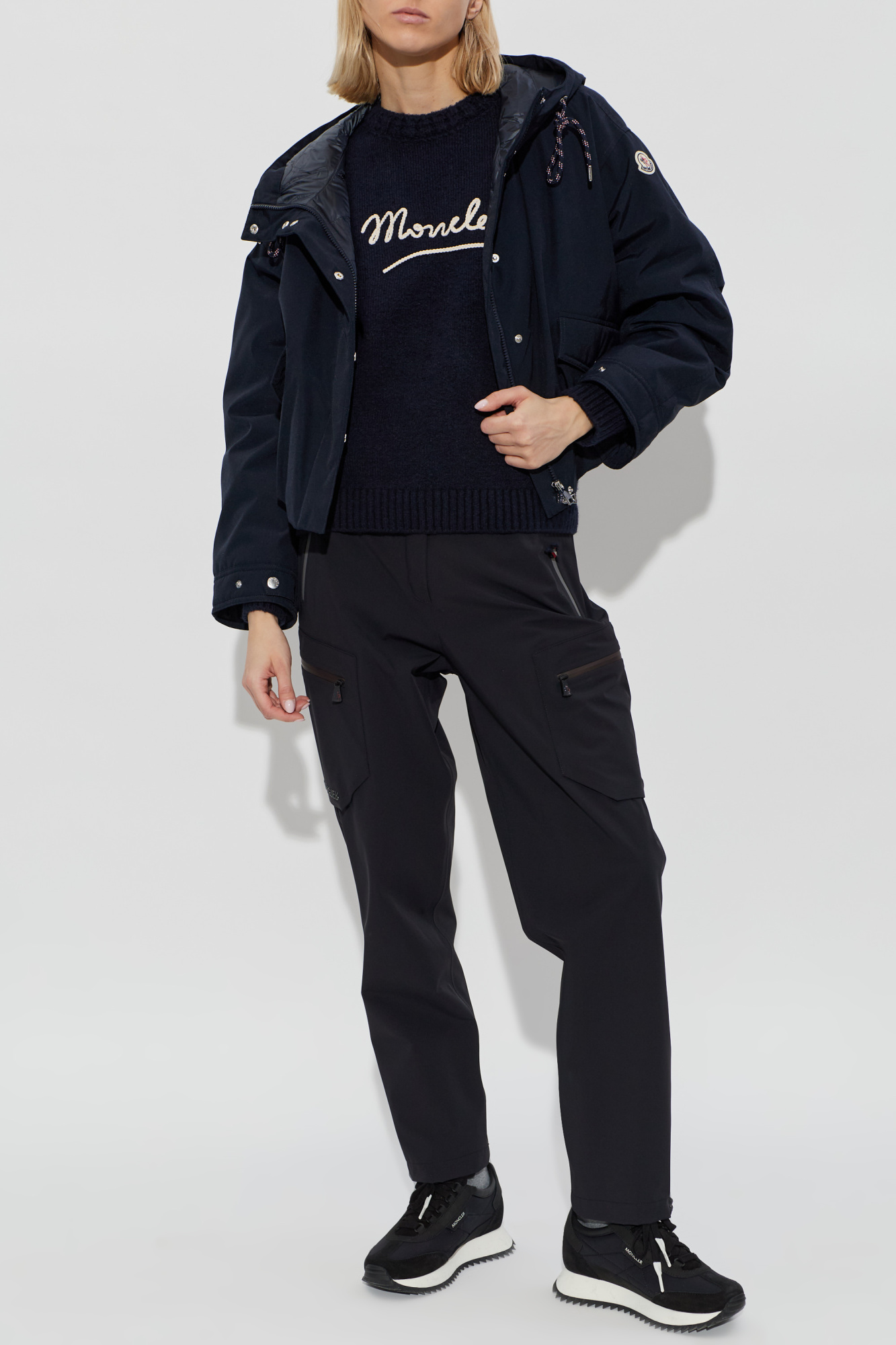 Navy blue Sweater with embroidered logo Moncler - Vitkac Italy